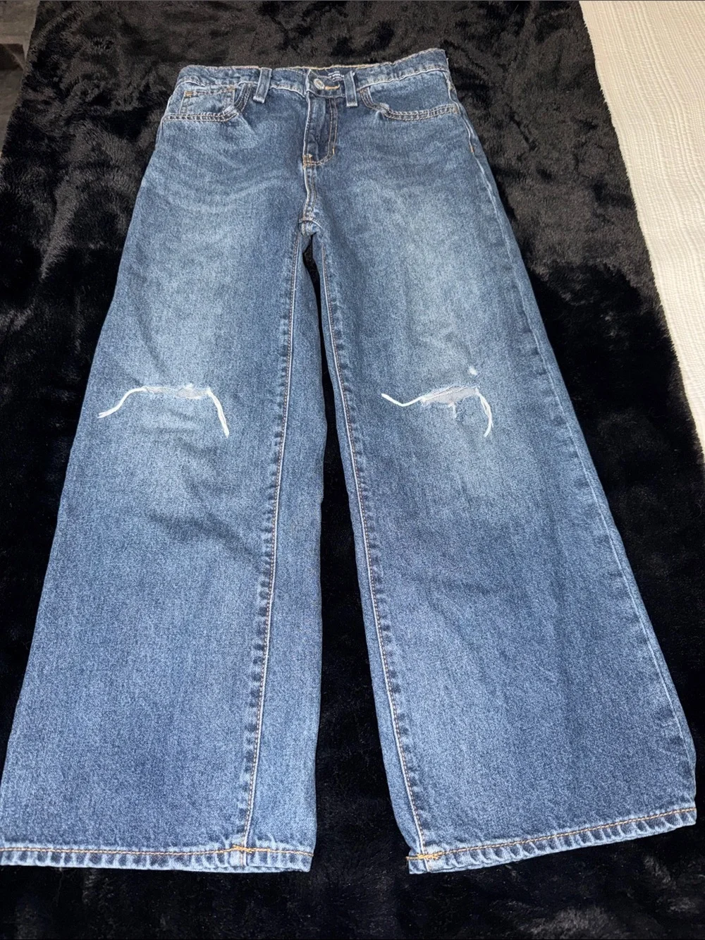 Old Navy girl’s Bootcut Jeans in Blue with Knee Distress